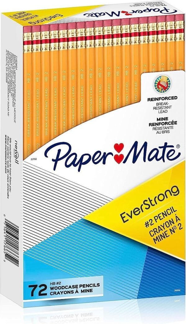 Paper Mate EverStrong 2 Pencils, Reinforced, Break-Resistant Lead When Writing, 72-Count