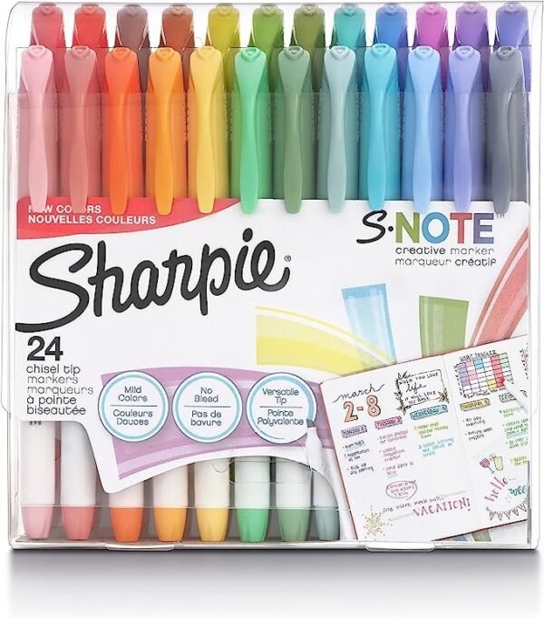 SHARPIE S-Note Creative Markers, Assorted Colors, Chisel Tip, 24 Count