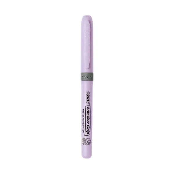 BIC Brite Liner Grip Pastel Highlighters, Assorted Pastel Colors, Rubber Grip highlighter, 6 Count